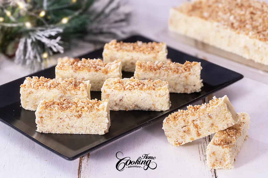 Coconut Fudge with caramelized coconut - Christmas fudge