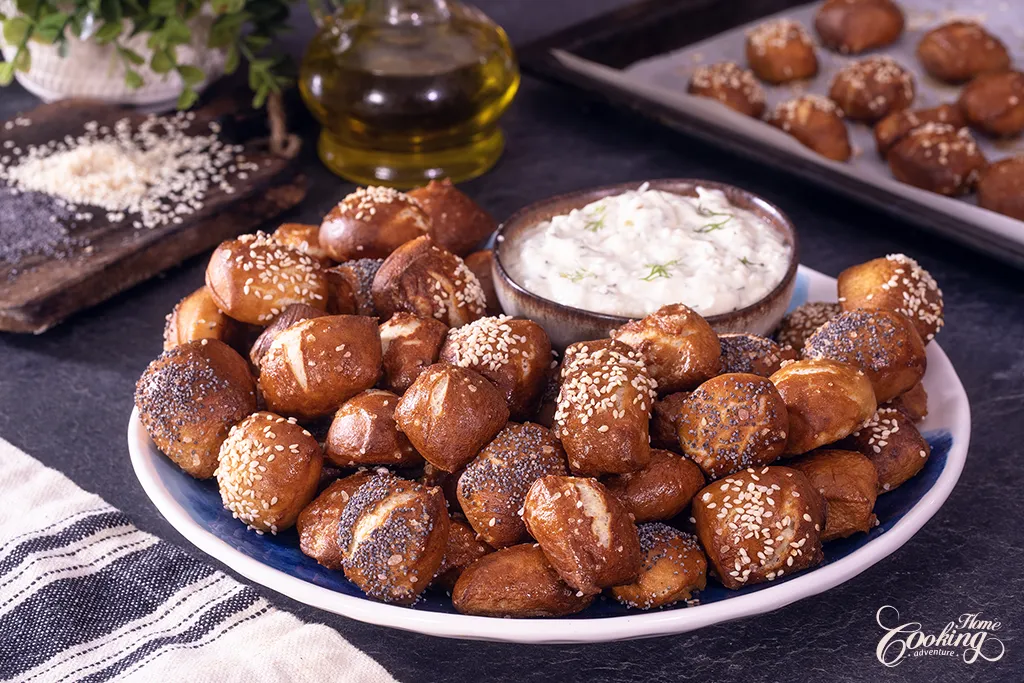 Soft Pretzel Bites with Cheese Sauce