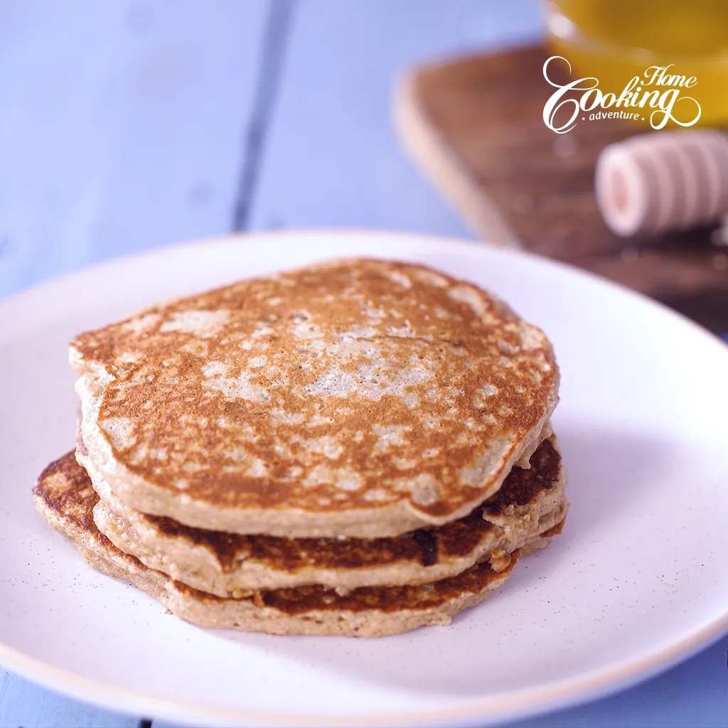 Banana Oatmeal Pancakes - stacks