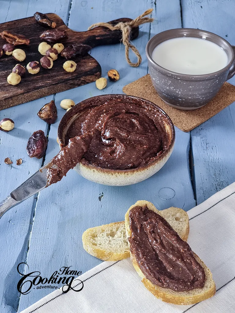date hazelnut chocolate spread - healthy Nutella - no sugar - no palm oil