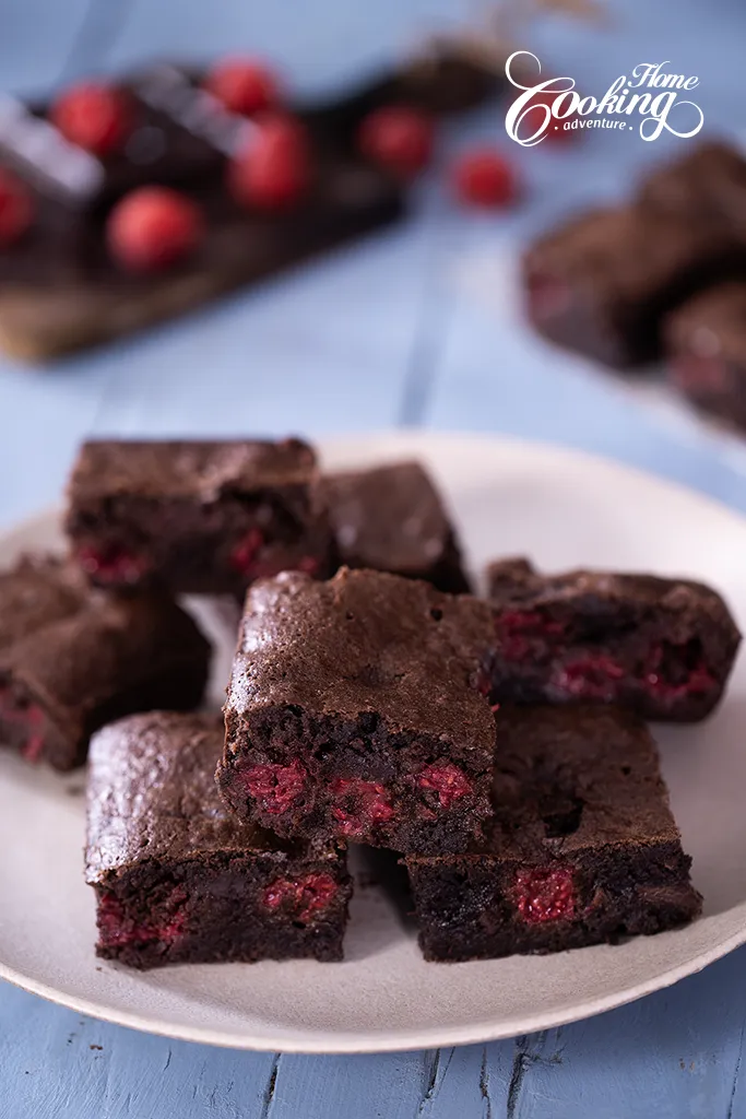 Raspberry Chocolate Brownies  - close-up 