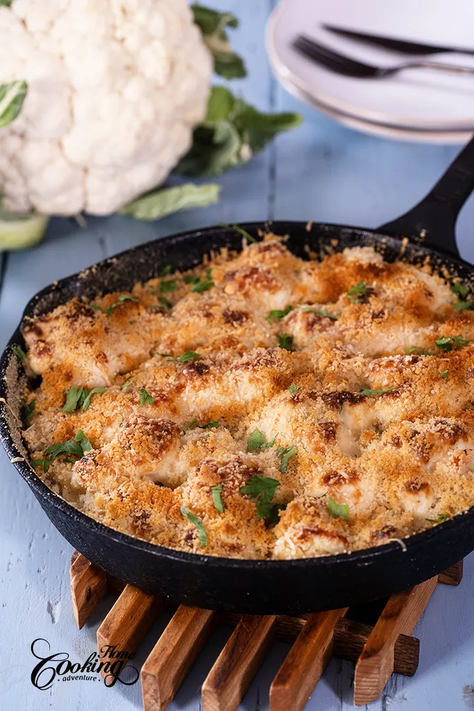 Cauliflower Gratin with Parmesan cheese and breadcrumb topping