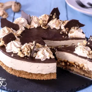 Walnut Coffee Mousse Cake - slice close-up