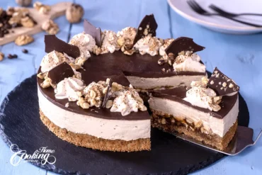 Walnut Coffee Mousse Cake - slice close-up