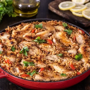 Toasted Orzo with Chicken - one pan dish