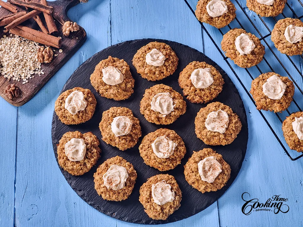 Carrot Cake Thumbprint Cookies with cream cheese filling
