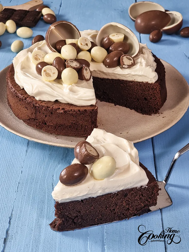 Chocolate Easter Cake - slice close-up