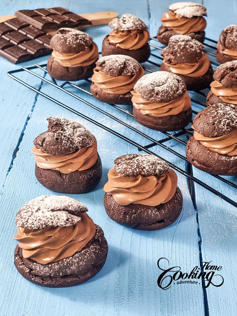 Double Chocolate Cream Puffs with Chocolate Cream Cheese Frosting