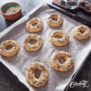 Topping the bagels with seeds