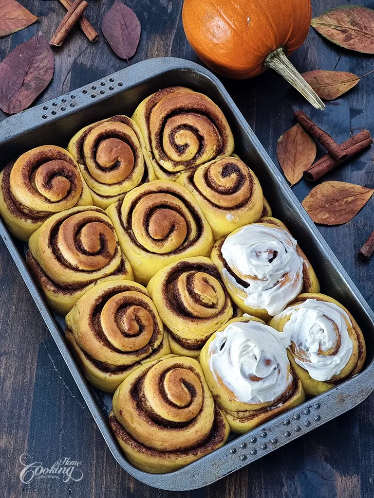 Pumpkin Cinnamon Rolls with Cream Cheese Frosting