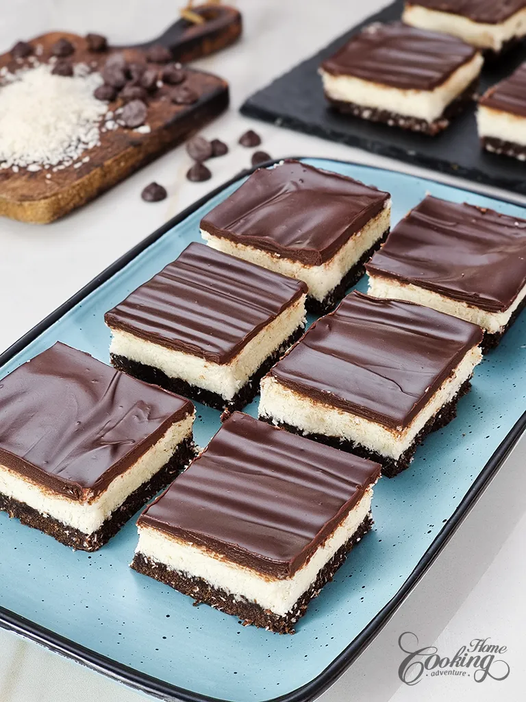No-Bake Chocolate Biscuit Coconut Bars - Easy Dessert