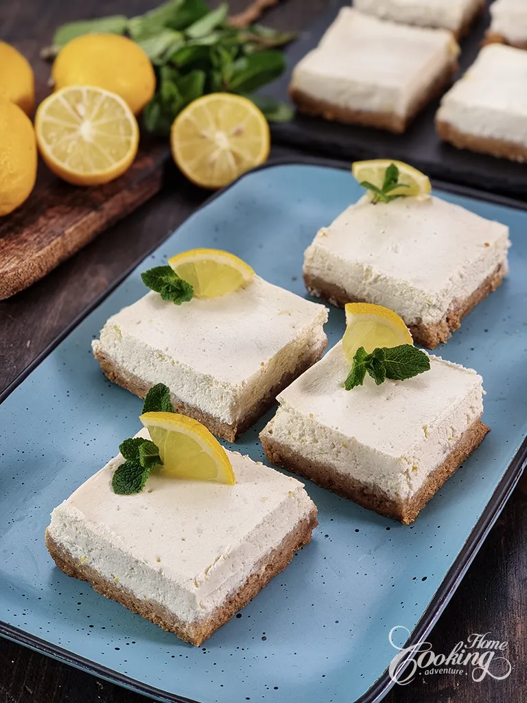 Lemon Cottage Cheese Cheesecake Bars