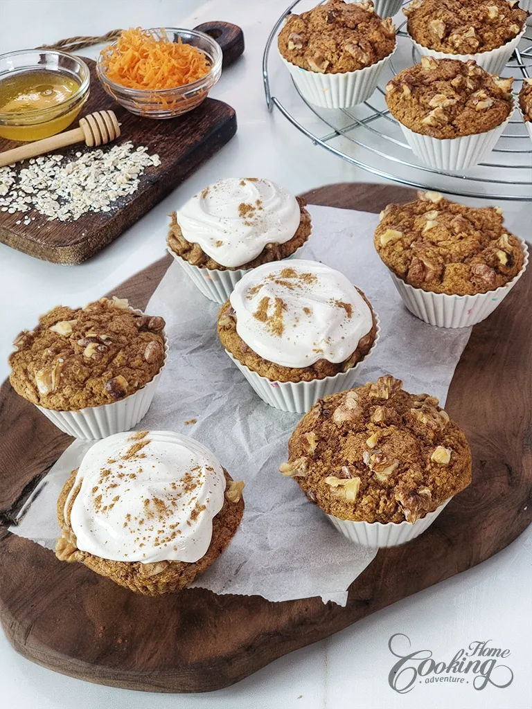 Oatmeal Carrot Cake Muffins - Gluten -Free, No Refined Sugar