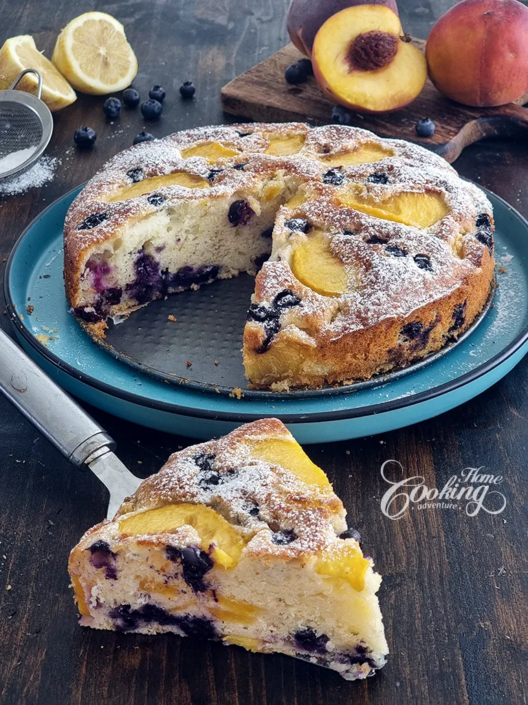 Easy Peach Blueberry Cake