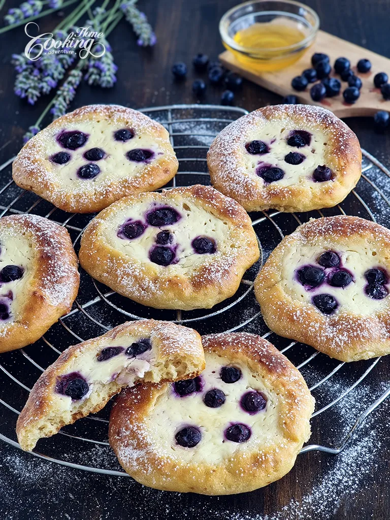 Cottage Cheese Blueberry Buns with Greek Yogurt - No Refined Sugar