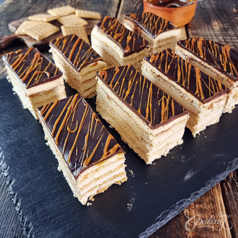 No-Bake Caramel Chocolate Biscuit Cake - step34