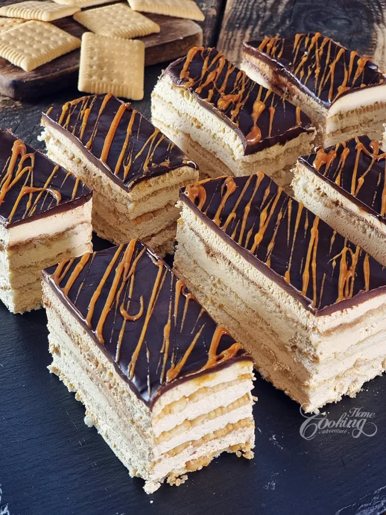 No-Bake Caramel Biscuit Cake